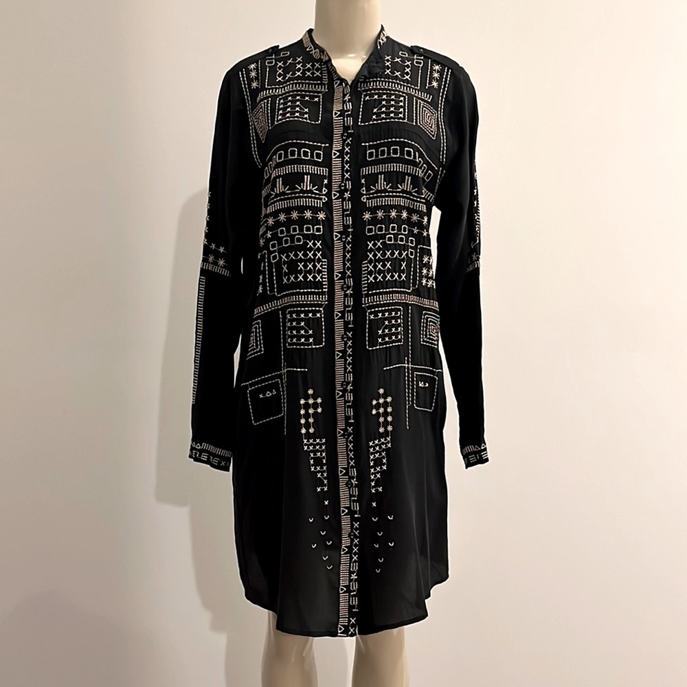 Johnny Was Biya Blake Tunic Top Black Small